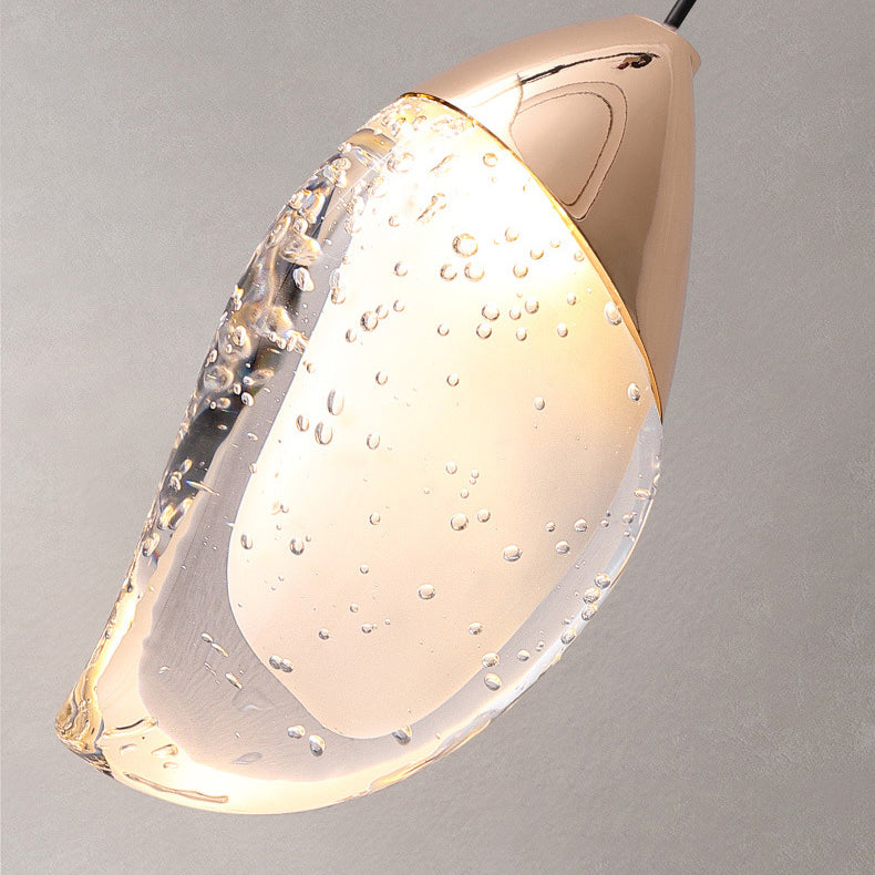 Modern Minimalist Irregular Oval Hardware Crystal LED Pendant Light For Bedroom