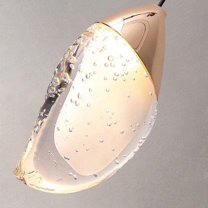 Modern Minimalist Irregular Oval Hardware Crystal LED Pendant Light For Bedroom