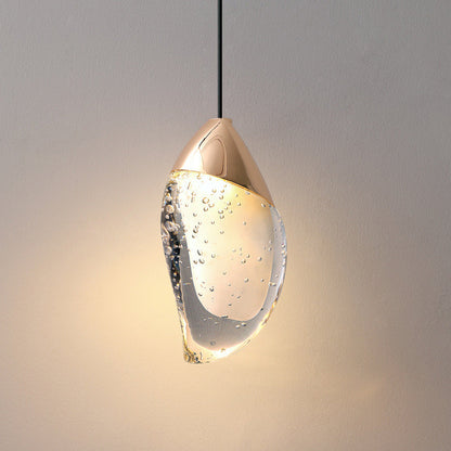 Modern Minimalist Irregular Oval Hardware Crystal LED Pendant Light For Bedroom