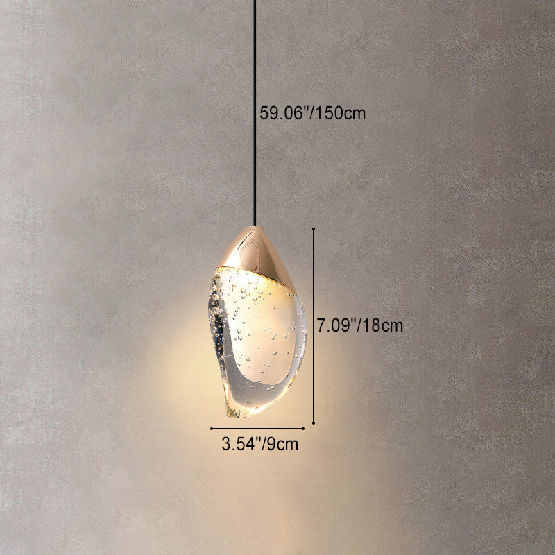 Modern Minimalist Irregular Oval Hardware Crystal LED Pendant Light For Bedroom