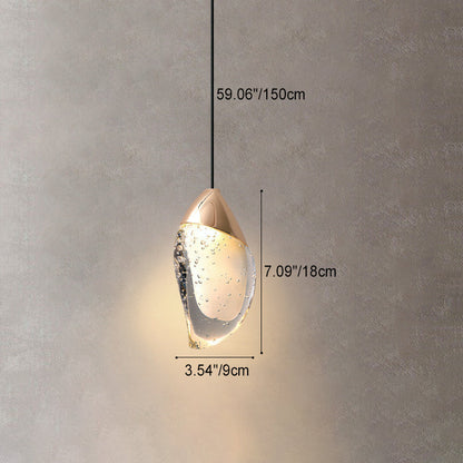 Modern Minimalist Irregular Oval Hardware Crystal LED Pendant Light For Bedroom