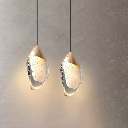 Modern Minimalist Irregular Oval Hardware Crystal LED Pendant Light For Bedroom