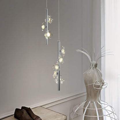 Contemporary Nordic Cylinder Flower Iron Acrylic LED Pendant Light For Bedroom