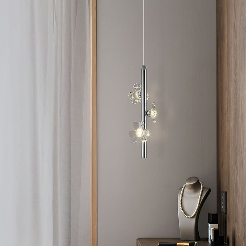 Contemporary Nordic Cylinder Flower Iron Acrylic LED Pendant Light For Bedroom