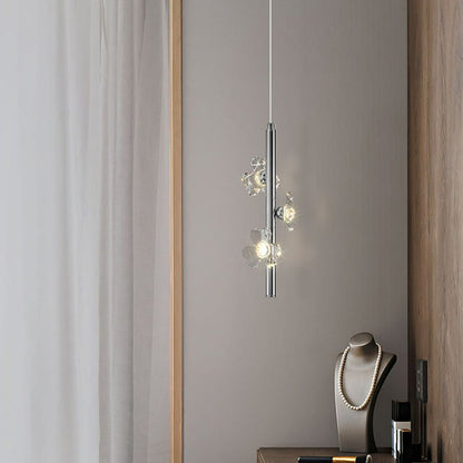 Contemporary Nordic Cylinder Flower Iron Acrylic LED Pendant Light For Bedroom