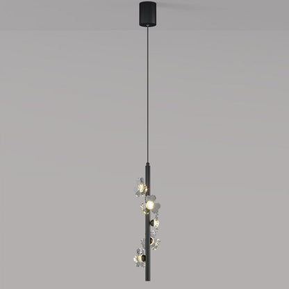 Contemporary Nordic Cylinder Flower Iron Acrylic LED Pendant Light For Bedroom