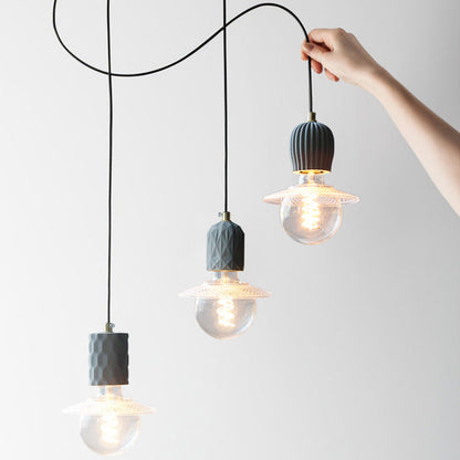 Contemporary Industrial Dome Cylinder Cement 1-Light Pendant Light For Living Room