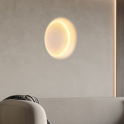 Modern Minimalist Round Moon Iron Plaster LED Wall Sconce Lamp For Living Room