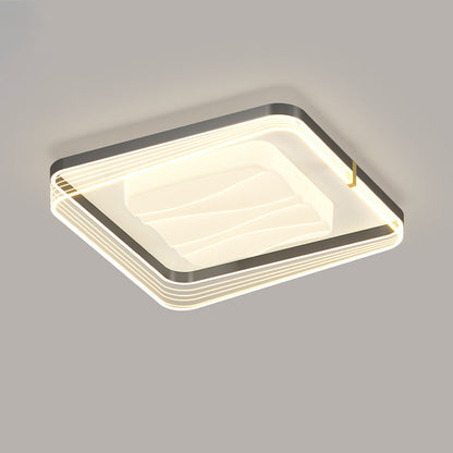 Modern Minimalist Round Square Rectangle Iron Aluminum Acrylic LED Flush Mount Ceiling Light For Living Room