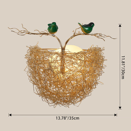 Contemporary Creative Round Bird's Nest Aluminum Hardware Glass 1-Light Wall Sconce Lamp For Living Room