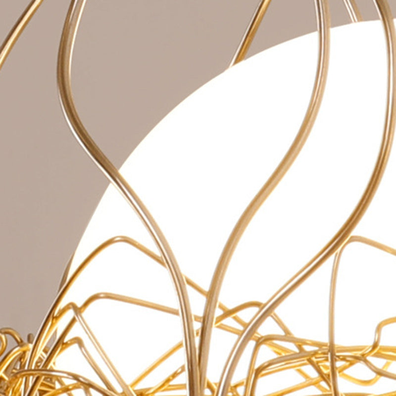 Contemporary Creative Round Bird's Nest Aluminum Hardware Glass 1-Light Wall Sconce Lamp For Living Room