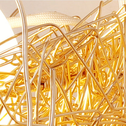 Contemporary Creative Round Bird's Nest Aluminum Hardware Glass 1-Light Wall Sconce Lamp For Living Room