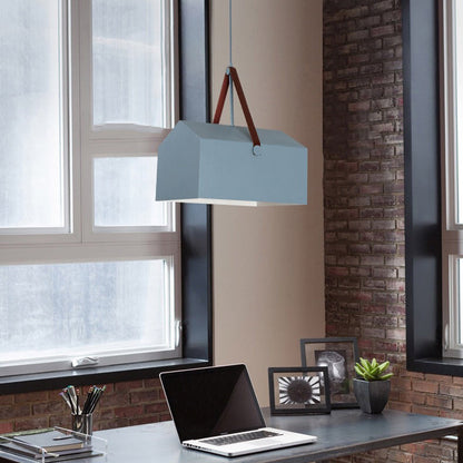 Modern Minimalist Macaron Rectangular Trapezoidal Iron 1-Light Pendant Light For Living Room