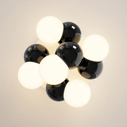 Modern Minimalist Cream Orb Iron 5-Light Semi-Flush Mount Ceiling Light For Bedroom