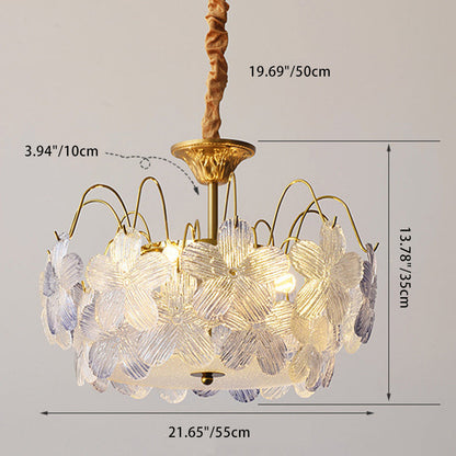 Contemporary Creative Flower Round Iron Glass 5/6 Light Chandelier For Living Room