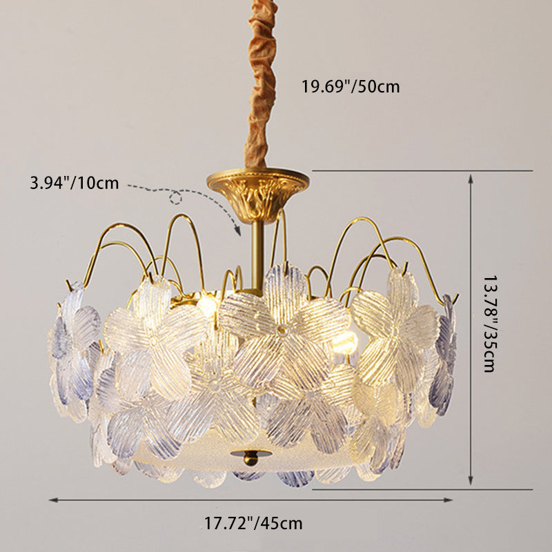 Contemporary Creative Flower Round Iron Glass 5/6 Light Chandelier For Living Room
