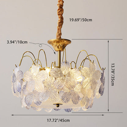 Contemporary Creative Flower Round Iron Glass 5/6 Light Chandelier For Living Room