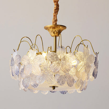 Contemporary Creative Flower Round Iron Glass 5/6 Light Chandelier For Living Room