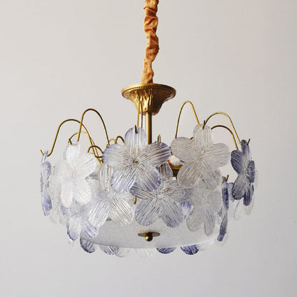 Contemporary Creative Flower Round Iron Glass 5/6 Light Chandelier For Living Room