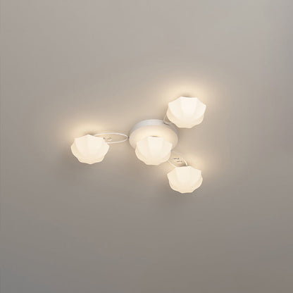 Contemporary Creative Cream Branch Flower Iron Glass 4/7/9/11 Light Semi-Flush Mount Ceiling Light For Living Room