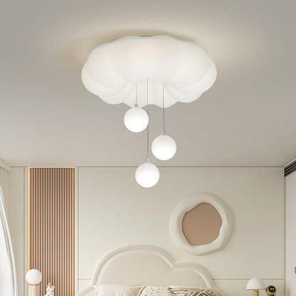 Contemporary Creative Cloud Orb Bow Iron PE LED Flush Mount Ceiling Light For Bedroom