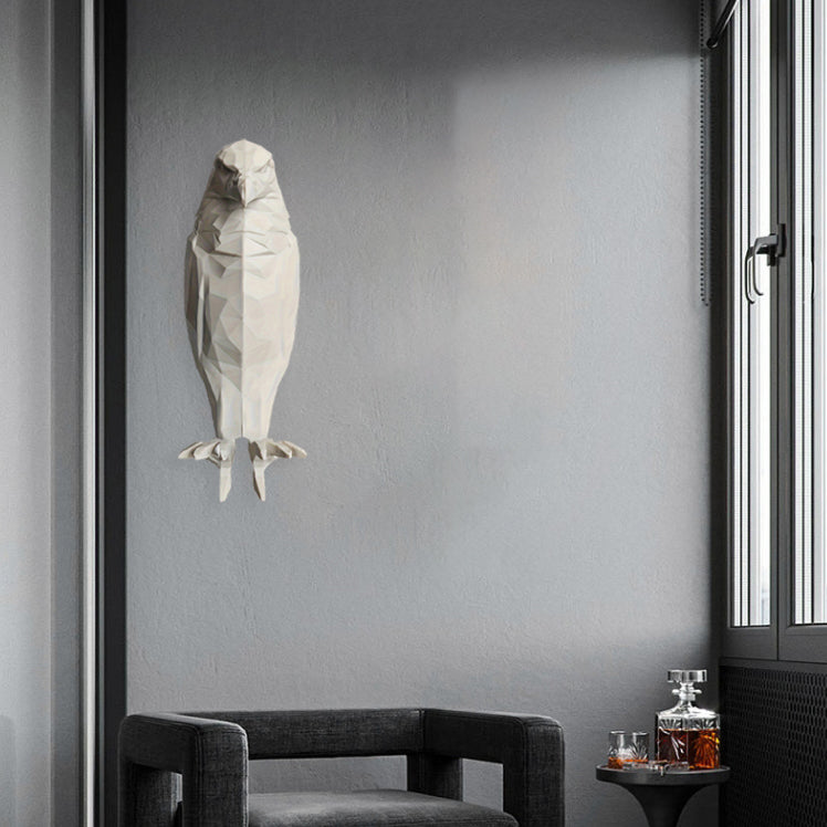 Contemporary Creative 3D Printed Eagle Owl Plastic LED Wall Sconce Lamp For Living Room