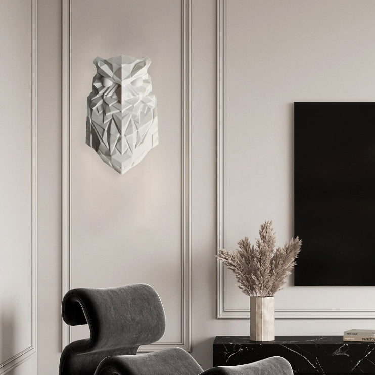 Contemporary Creative 3D Printed Eagle Owl Plastic LED Wall Sconce Lamp For Living Room