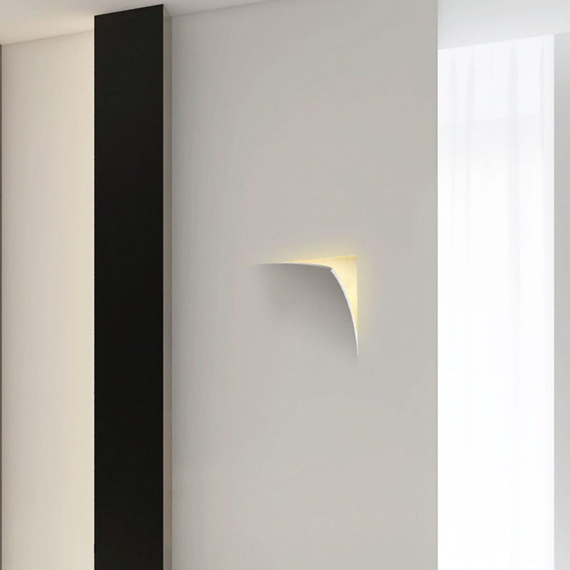 Modern Minimalist Square Opening Plaster 1-Light Wall Sconce Lamp For Living Room