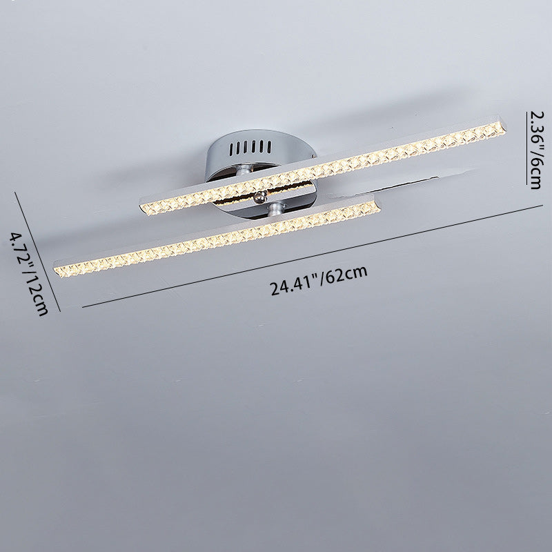 مصباح سقف LED شبه مسطح بإطار من الفولاذ المقاوم للصدأ طويل ومتوازي بتصميم عصري بسيط لغرفة المعيشة 