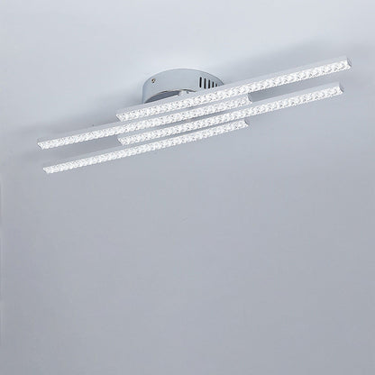 مصباح سقف LED شبه مسطح بإطار من الفولاذ المقاوم للصدأ طويل ومتوازي بتصميم عصري بسيط لغرفة المعيشة 