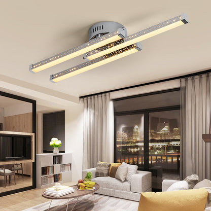 مصباح سقف LED شبه مسطح بإطار من الفولاذ المقاوم للصدأ طويل ومتوازي بتصميم عصري بسيط لغرفة المعيشة 