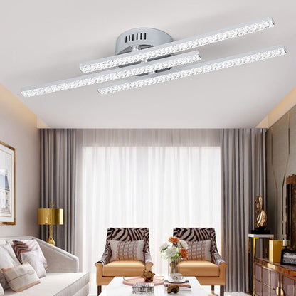 مصباح سقف LED شبه مسطح بإطار من الفولاذ المقاوم للصدأ طويل ومتوازي بتصميم عصري بسيط لغرفة المعيشة 