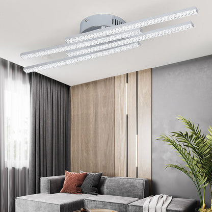 مصباح سقف LED شبه مسطح بإطار من الفولاذ المقاوم للصدأ طويل ومتوازي بتصميم عصري بسيط لغرفة المعيشة 