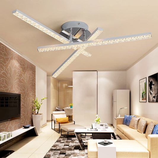 مصباح سقف LED شبه مسطح بإطار من الفولاذ المقاوم للصدأ بتصميم عصري بسيط مع غطاء أكريليك لغرفة المعيشة 