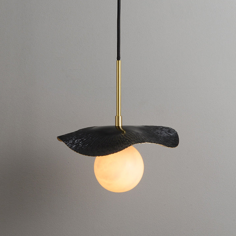 Contemporary Creative Orb Full Copper Sheet Glass Shade 1-Light Pendant Light For Living Room