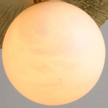 Contemporary Creative Orb Full Copper Sheet Glass Shade 1-Light Pendant Light For Living Room