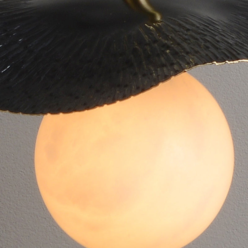Contemporary Creative Orb Full Copper Sheet Glass Shade 1-Light Pendant Light For Living Room