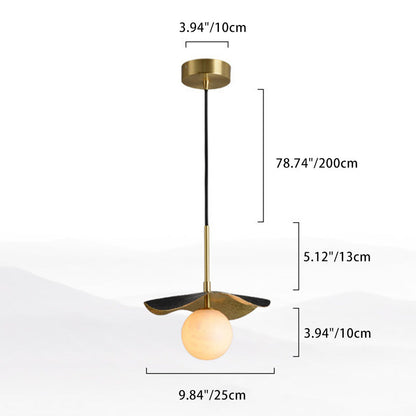 Contemporary Creative Orb Full Copper Sheet Glass Shade 1-Light Pendant Light For Living Room