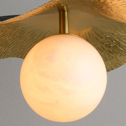 Contemporary Creative Orb Full Copper Sheet Glass Shade 1-Light Pendant Light For Living Room