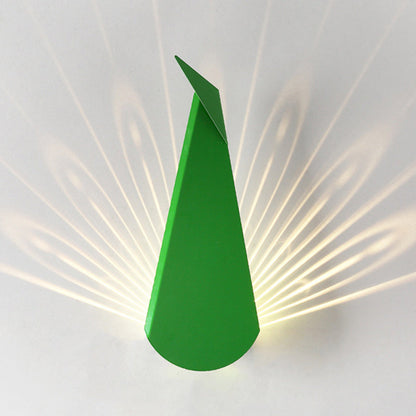 Contemporary Creative Triangle Peacock Shape Scattered Light Iron Shade LED Wall Sconce Lamp For Living Room