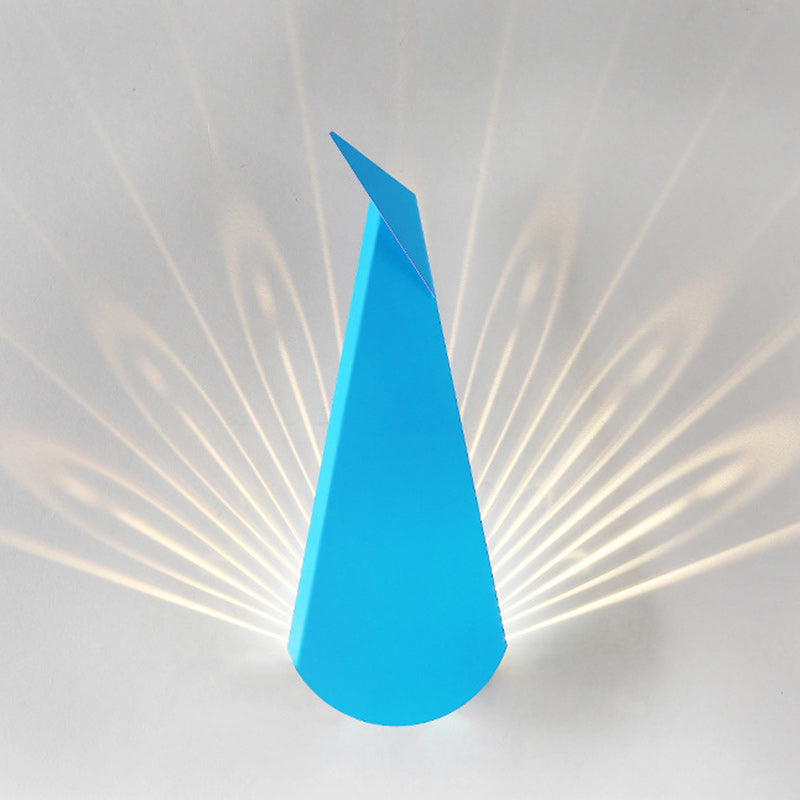 Contemporary Creative Triangle Peacock Shape Scattered Light Iron Shade LED Wall Sconce Lamp For Living Room