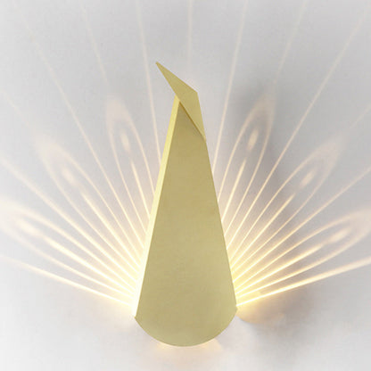 Contemporary Creative Triangle Peacock Shape Scattered Light Iron Shade LED Wall Sconce Lamp For Living Room