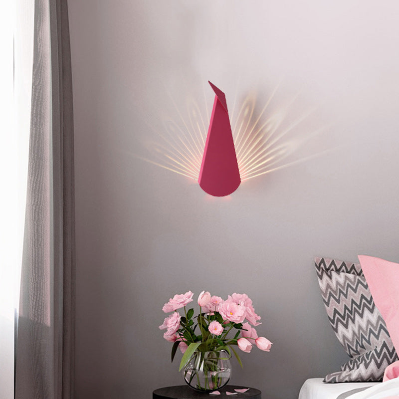 Contemporary Creative Triangle Peacock Shape Scattered Light Iron Shade LED Wall Sconce Lamp For Living Room