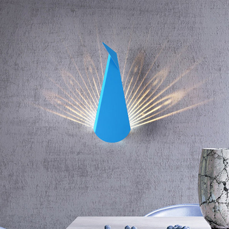 Contemporary Creative Triangle Peacock Shape Scattered Light Iron Shade LED Wall Sconce Lamp For Living Room
