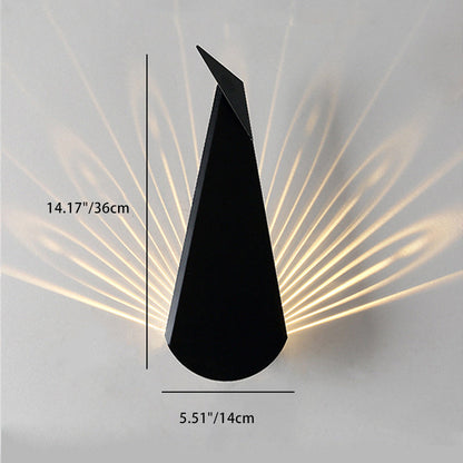 Contemporary Creative Triangle Peacock Shape Scattered Light Iron Shade LED Wall Sconce Lamp For Living Room