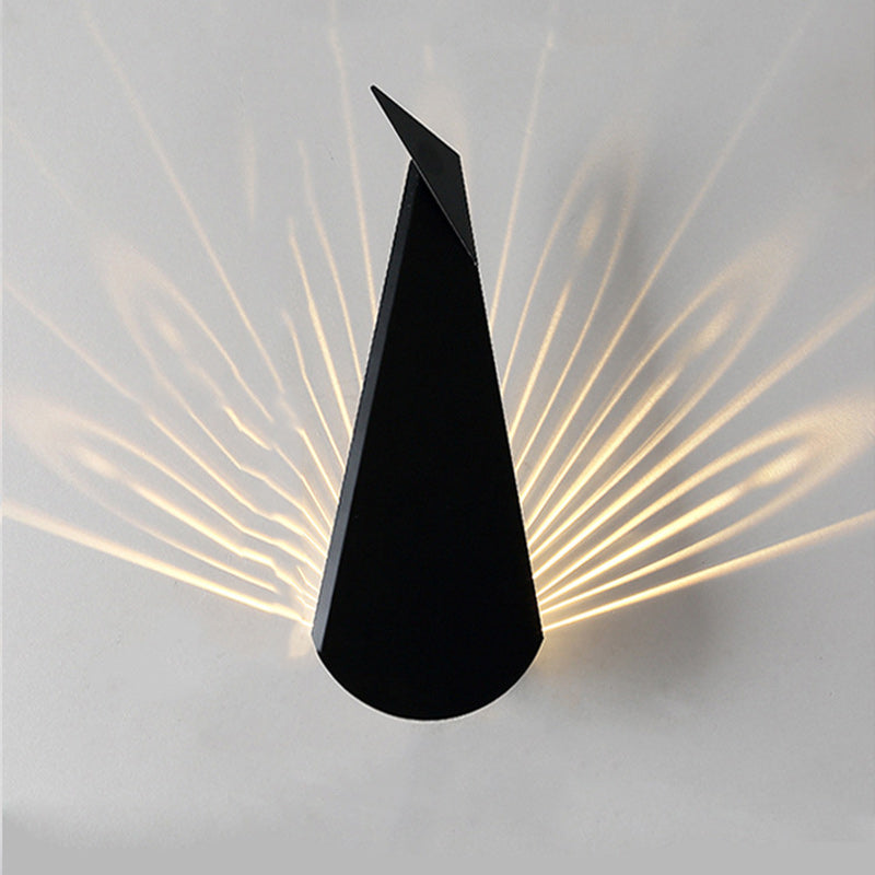 Contemporary Creative Triangle Peacock Shape Scattered Light Iron Shade LED Wall Sconce Lamp For Living Room
