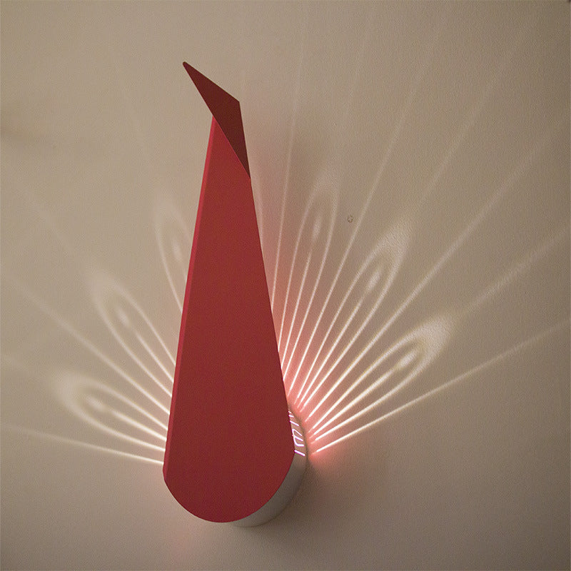 Contemporary Creative Triangle Peacock Shape Scattered Light Iron Shade LED Wall Sconce Lamp For Living Room