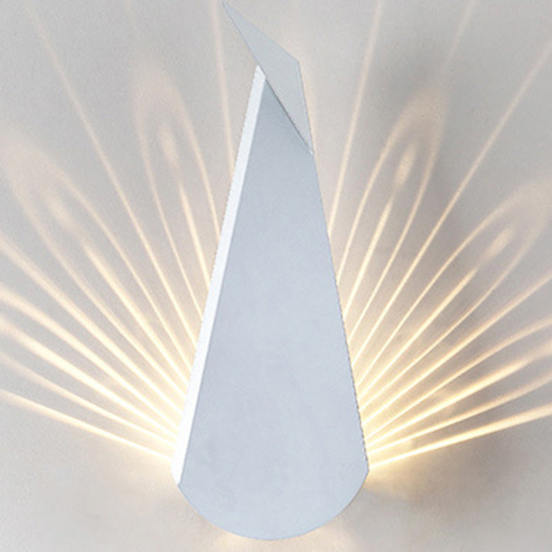 Contemporary Creative Triangle Peacock Shape Scattered Light Iron Shade LED Wall Sconce Lamp For Living Room