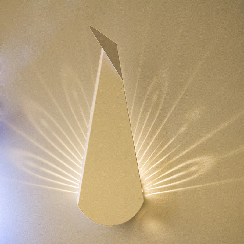 Contemporary Creative Triangle Peacock Shape Scattered Light Iron Shade LED Wall Sconce Lamp For Living Room