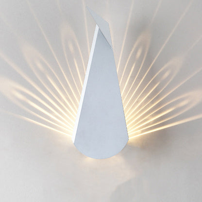 Contemporary Creative Triangle Peacock Shape Scattered Light Iron Shade LED Wall Sconce Lamp For Living Room